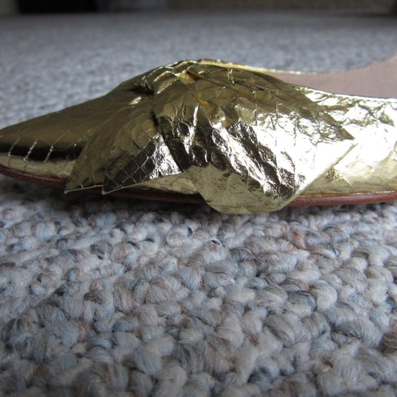 Beverly Feldman Leather Gold Snake print Flat - Picture 6 of 12